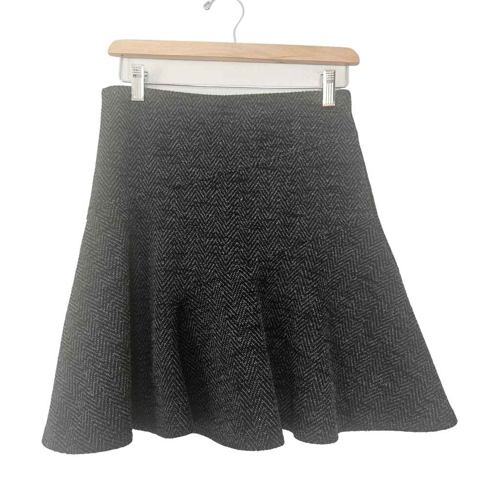 LOFT Black Herringbone A-Line Skirt Size S